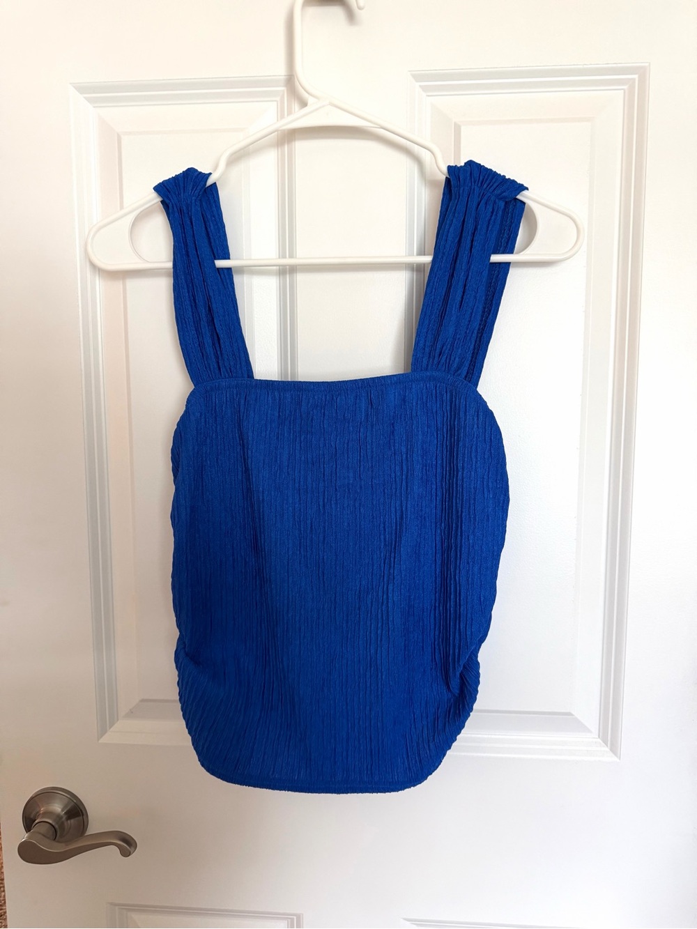 Royal Blue Ruched Cropped Tank | Size Large